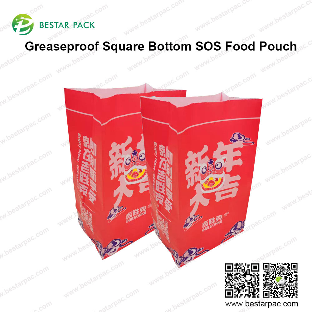 Greaseproof Square Bottom Sos กระเป๋าใส่อาหาร